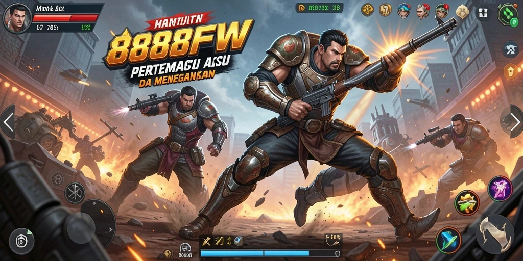 Screenshot gameplay dari 888FW yang menunjukkan pertempuran intens.