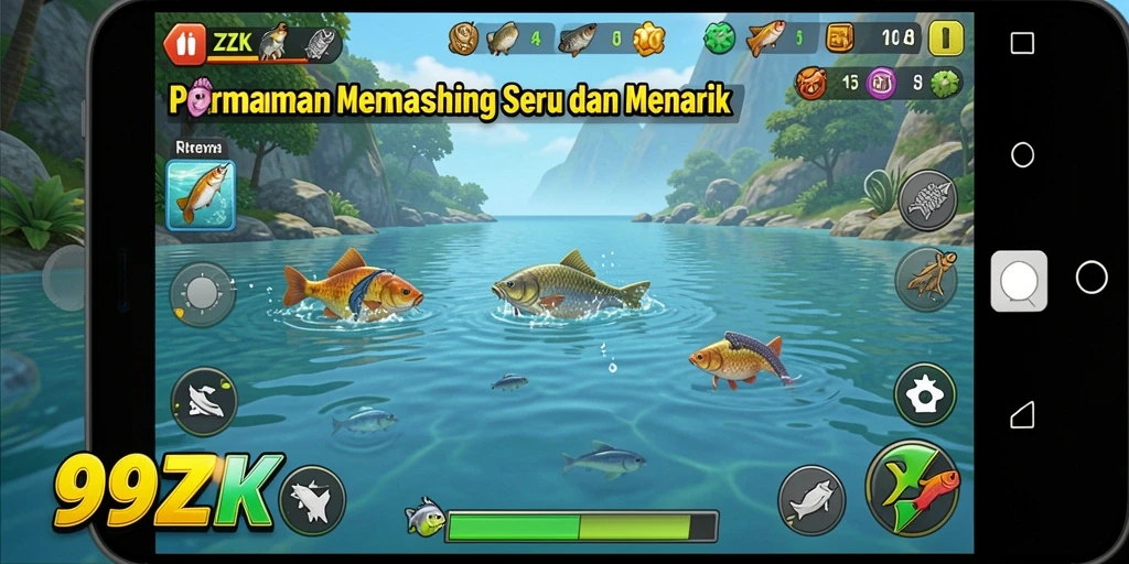 Tangkapan ikan besar dalam permainan 99ZK yang realistis.