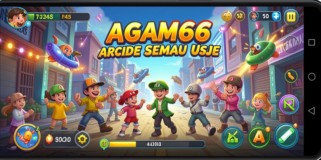 Screenshot utama AGAM66 menampilkan gameplay arcade yang mendebarkan.
