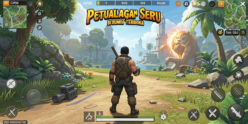 Tampilan gameplay CIPOK dengan petualangan yang menakjubkan di dunia terbuka.