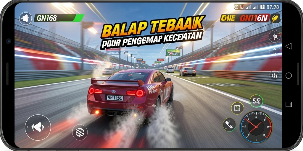 Tampilan gameplay balap yang mendebarkan dan realistis.