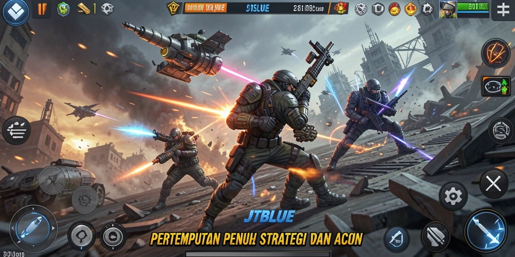 Tangkapan layar JTBLUE menunjukkan aksi pertempuran yang mendebarkan.
