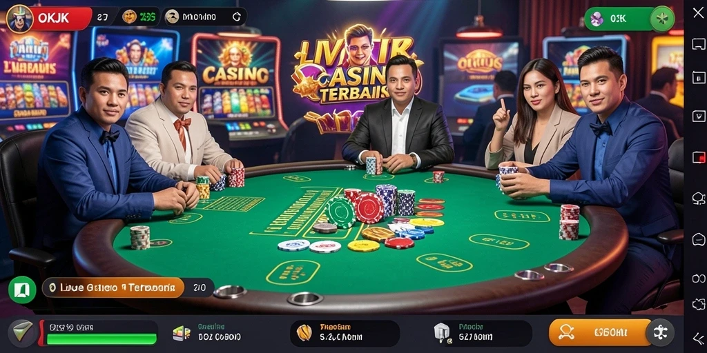 Tampilan gameplay interaktif dalam aplikasi Live Casino OKJK.