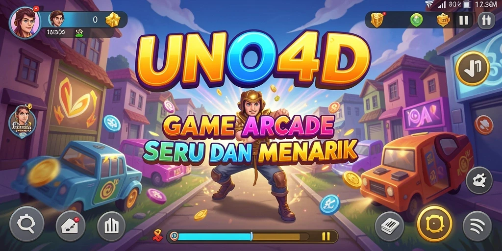 Screenshot utama UNO4D yang menampilkan gameplay Arcade yang seru.