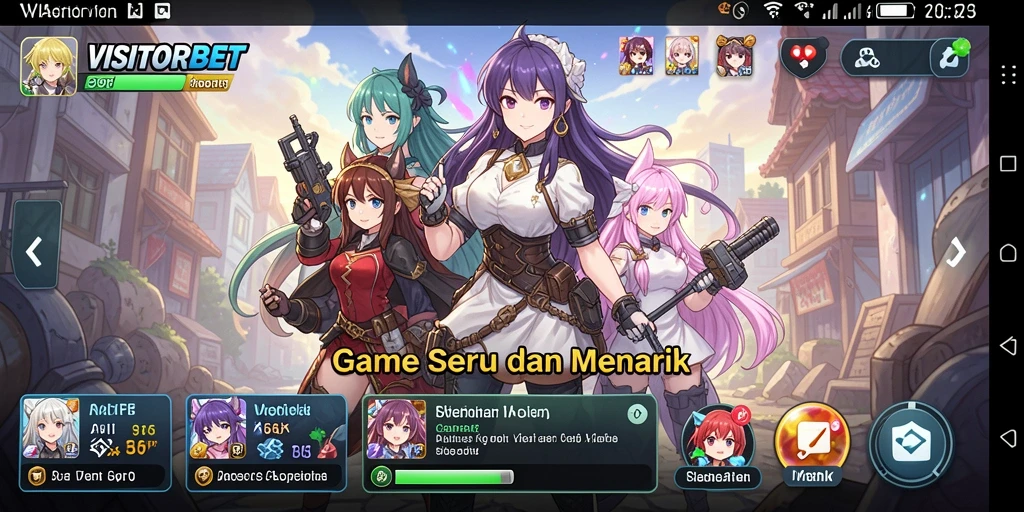 Screenshot gameplay VISITORBET menampilkan karakter anime yang sedang bertarung.